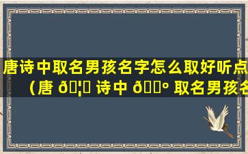 唐诗中取名男孩名字怎么取好听点（唐 🦊 诗中 🌺 取名男孩名字怎么取好听点女孩）